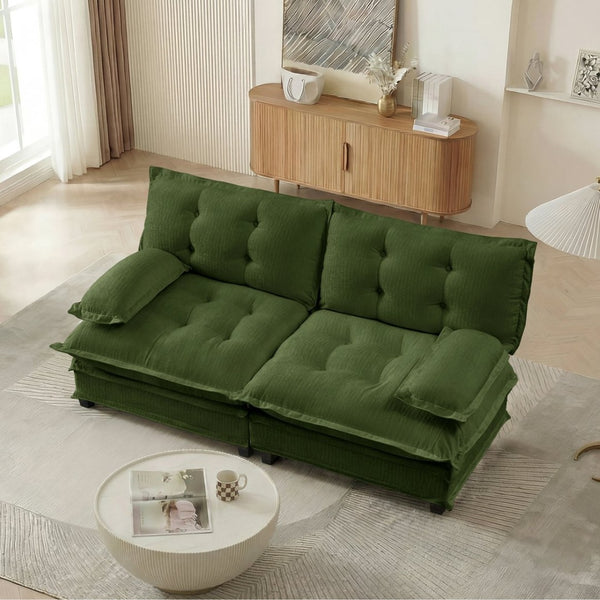 English Elm 77 Inch Cloud Loveseat Modular Chenille Sofa with Lattice Cushions for Any Room Green W714S01717