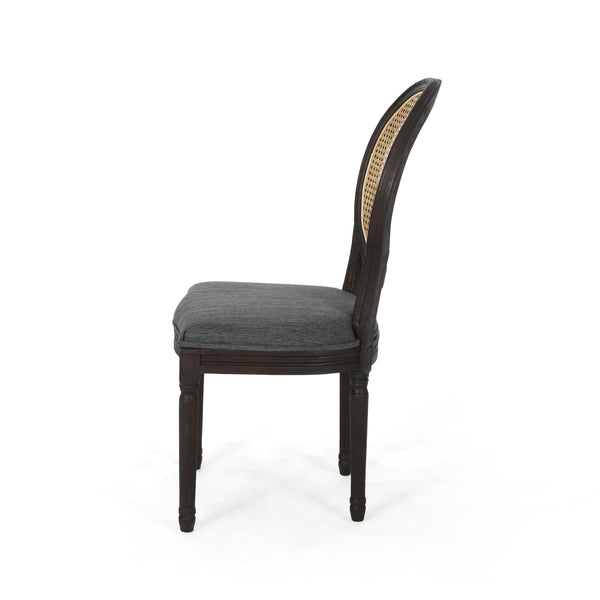 English Elm Christopher Knight Home® - DININGCHAIR Handcrafted Wicker & Fabric Dining Chair Set with Padded Seat, Rubberwood Frame Elegance Charcoal 65164.00CHAR