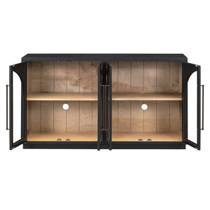English Elm Trexm Arched Glass Door Buffet Sideboard Oak Veneer Storage Cabinet for Dining Room Black XW000021AAB-2026