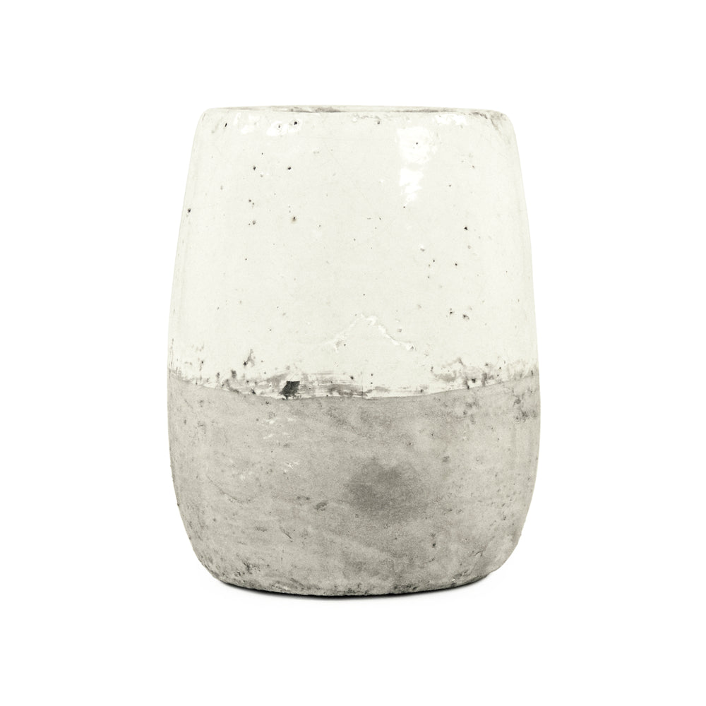 Distressed White Vase (9344L A25A) Zentique