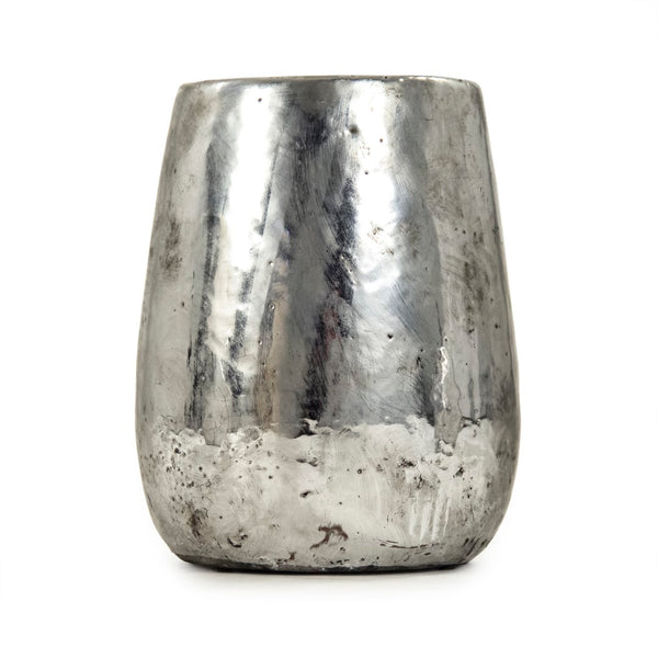 Distressed Metallic Silver Vase (9344L A840) Zentique