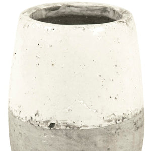 Zentique Distressed White Bowl with Handcrafted Stoneware Finish — Rustic Farmhouse Centerpiece for Serving W8.5 x H10.75 x D8.5 9344L A25A