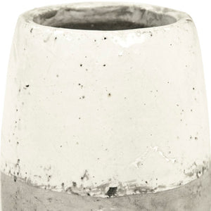 Zentique Distressed White Bowl with Handcrafted Stoneware Finish — Rustic Farmhouse Centerpiece for Serving W8.5 x H10.75 x D8.5 9344L A25A