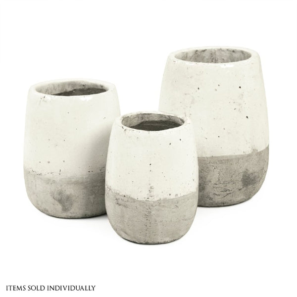 Zentique Distressed White Bowl with Handcrafted Stoneware Finish — Rustic Farmhouse Centerpiece for Serving W8.5 x H10.75 x D8.5 9344L A25A