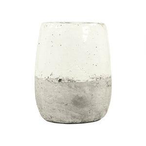 Zentique Distressed White Bowl with Handcrafted Stoneware Finish — Rustic Farmhouse Centerpiece for Serving W8.5 x H10.75 x D8.5 9344L A25A