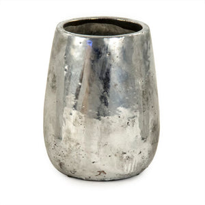 Zentique Distressed Metallic Silver Vase with Aged Glaze — Timeless Stoneware Accent for Elegant Home Decor W8.5 x H10.5 x D8.5 9344L A840