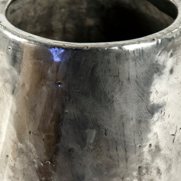 Zentique Distressed Metallic Silver Vase with Aged Glaze — Timeless Stoneware Accent for Elegant Home Decor W8.5 x H10.5 x D8.5 9344L A840