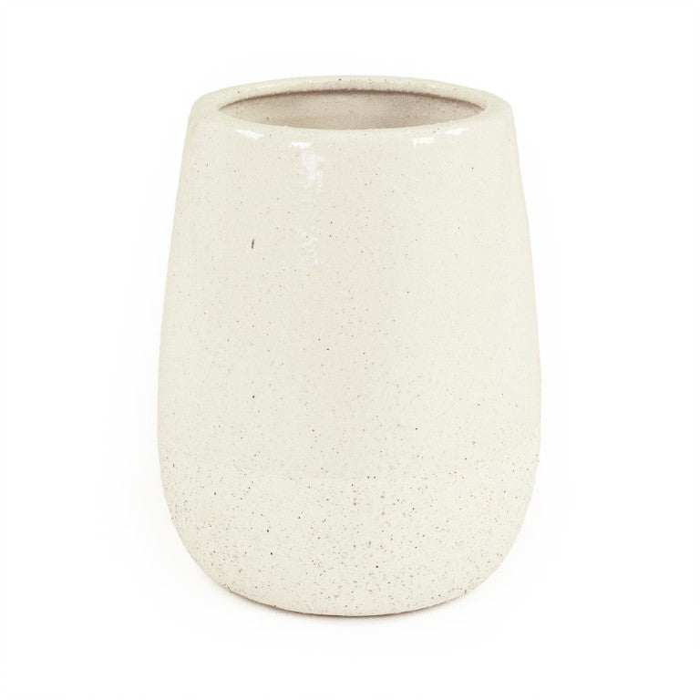 Zentique Off-White Ceramic Vase 8.5x10.5" — Matte Smooth Finish, Versatile Centerpiece for Modern & Classic Decor 9344L A937