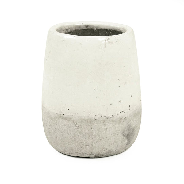Distressed White Vase (9344M A25A) Zentique