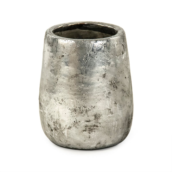 Distressed Metallic Silver Vase (9344M A840) Zentique