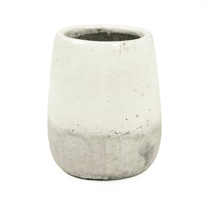 Zentique Distressed White Bowl with Handcrafted Stoneware Finish — Rustic Farmhouse Centerpiece for Serving W7.25 x H9 x D7.25 9344M A25A