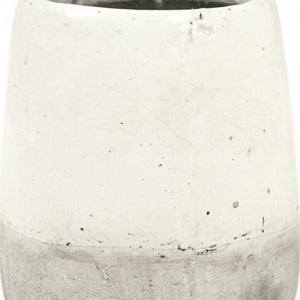 Zentique Distressed White Bowl with Handcrafted Stoneware Finish — Rustic Farmhouse Centerpiece for Serving W7.25 x H9 x D7.25 9344M A25A