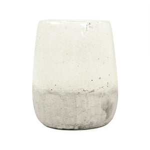Zentique Distressed White Bowl with Handcrafted Stoneware Finish — Rustic Farmhouse Centerpiece for Serving W7.25 x H9 x D7.25 9344M A25A