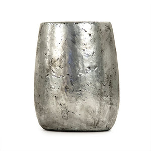 Zentique Distressed Metallic Silver Vase with Aged Glaze — Timeless Stoneware Accent for Elegant Home Decor W7.25 x H9 x D7.25 9344M A840