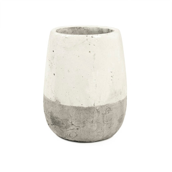 Zentique Distressed White Bowl with Handcrafted Stoneware Finish — Rustic Farmhouse Centerpiece for Serving W6.5 x H7.5 x D6.5 9344S A25A