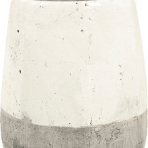 Zentique Distressed White Bowl with Handcrafted Stoneware Finish — Rustic Farmhouse Centerpiece for Serving W6.5 x H7.5 x D6.5 9344S A25A
