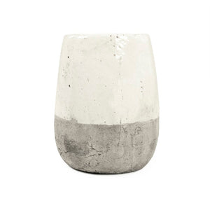 Zentique Distressed White Bowl with Handcrafted Stoneware Finish — Rustic Farmhouse Centerpiece for Serving W6.5 x H7.5 x D6.5 9344S A25A