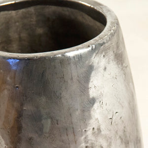 Zentique Distressed Metallic Silver Vase with Aged Glaze — Timeless Stoneware Accent for Elegant Home Decor W6.5 x H7.5 x D6.5 9344S A840