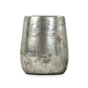 Zentique Distressed Metallic Silver Vase with Aged Glaze — Timeless Stoneware Accent for Elegant Home Decor W6.5 x H7.5 x D6.5 9344S A840