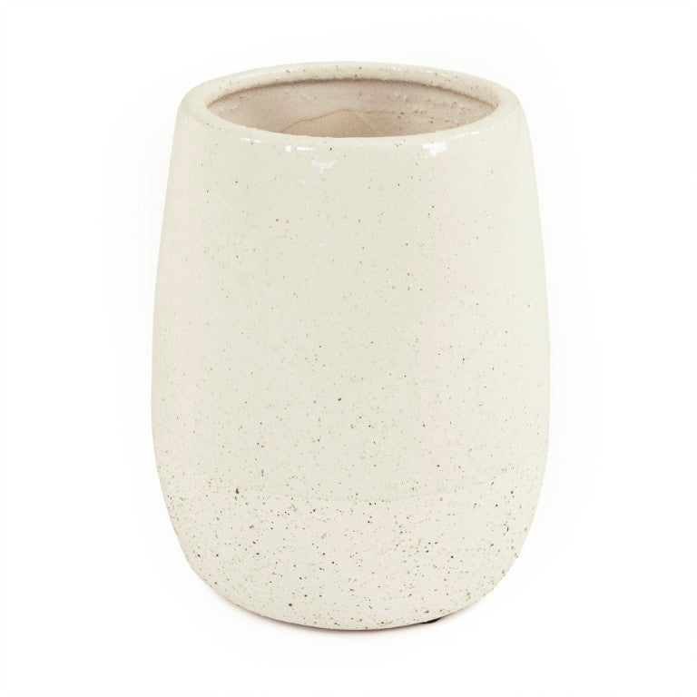 Zentique Vase Ceramic Accent Modern Minimalist 6x7.75" Neutral Finish — Durable Home Decor for Tablescape 9344S A937
