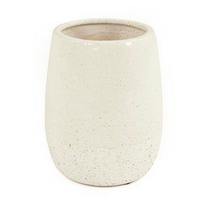 Zentique Vase Ceramic Accent Modern Minimalist 6x7.75" Neutral Finish — Durable Home Decor for Tablescape 9344S A937
