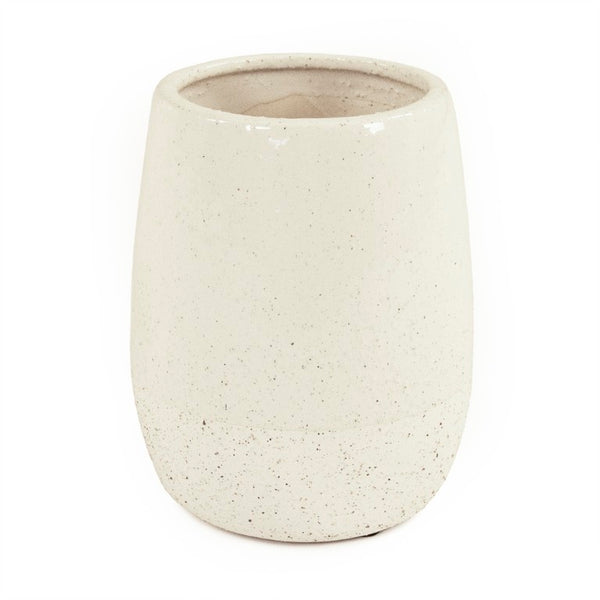 Zentique Vase Ceramic Accent Modern Minimalist 6x7.75" Neutral Finish — Durable Home Decor for Tablescape 9344S A937