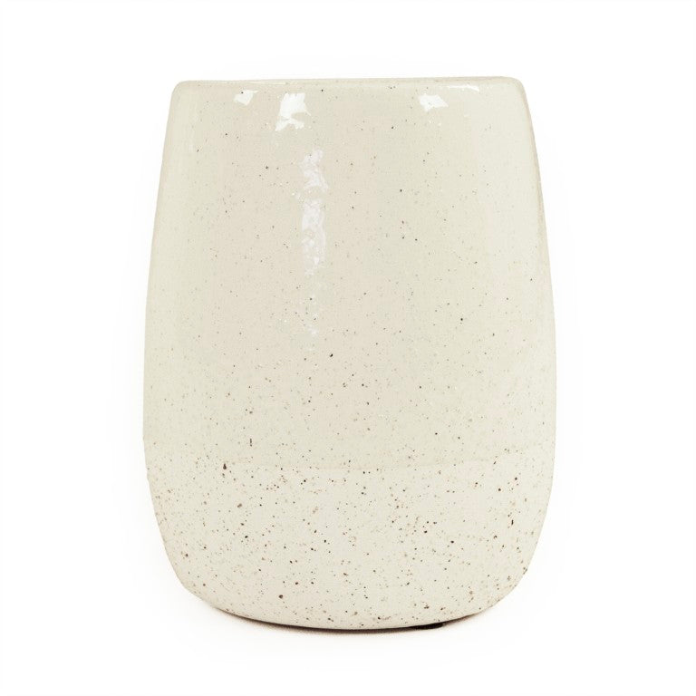 Zentique Vase Ceramic Accent Modern Minimalist 6x7.75" Neutral Finish — Durable Home Decor for Tablescape 9344S A937