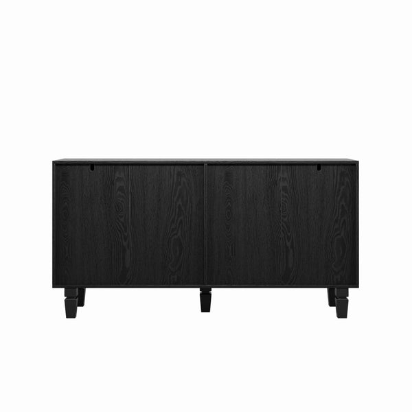 English Elm 59'' Sunburst Sideboard with Solid Wood Legs Mid Century Modern Storage for Dining Entryway W2263P450592