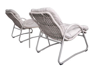 English Elm Outdoor Woven Rope Wicker Lounge Set Iron Frame Patio Chairs with Round Side Table W3990P462696