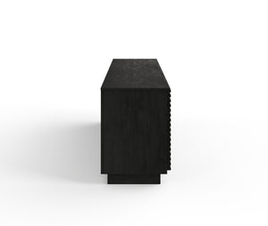 English Elm 89 Inch TV Stand Fully Assembled, Black Poplar & Okume Veneer Console for TVs up to 100" with Cable Management and Storage B108P255354