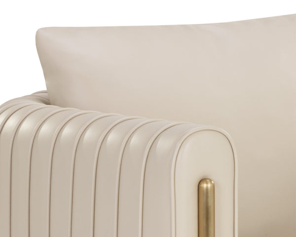 Sunpan ALIX Lounge Chair - Luxurious Napa Beige Faux Leather with Gold Accents for Stylish Comfort 111517