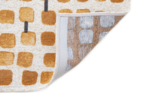 Louis de Pootere Craft Cobblestone 100% PET Poly Mechanically Woven Jacquard Flatweave Geometric Rug Peach Party 7'10"