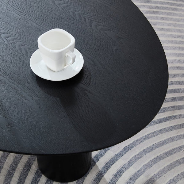 English Elm Modern Oval Ash Veneer Coffee Table with Hidden Storage for Minimalist Living Rooms Black,Grey W2085S00105