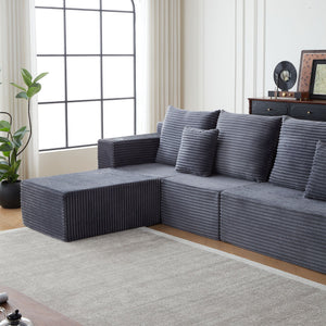 English Elm Deep Seat Corduroy Modular Cloud Couch - Oversized Comfort, Cup Holders & No Assembly Needed! W848S00052