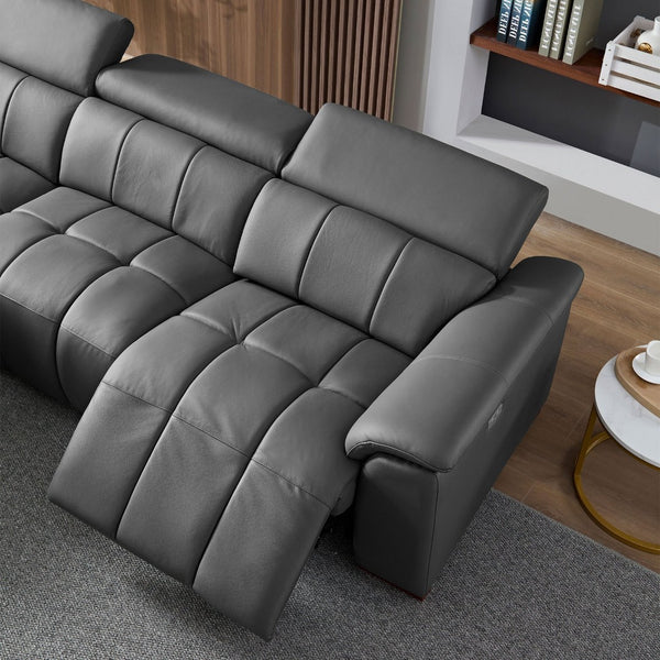 English Elm Wall-Hugger Reclining Sofa: Modern L-Shaped Genuine Leather Couch With Usb, Adjustable Comfort Features W2582S00020-GIGA