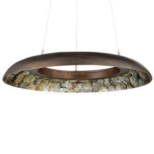 Tairagai Chandelier - Contemporary LED Illumination with Stunning Laminated Shells & Bronze Finish