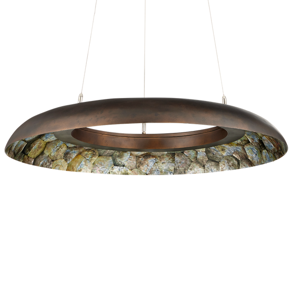 Tairagai Chandelier - Contemporary LED Illumination with Stunning Laminated Shells & Bronze Finish