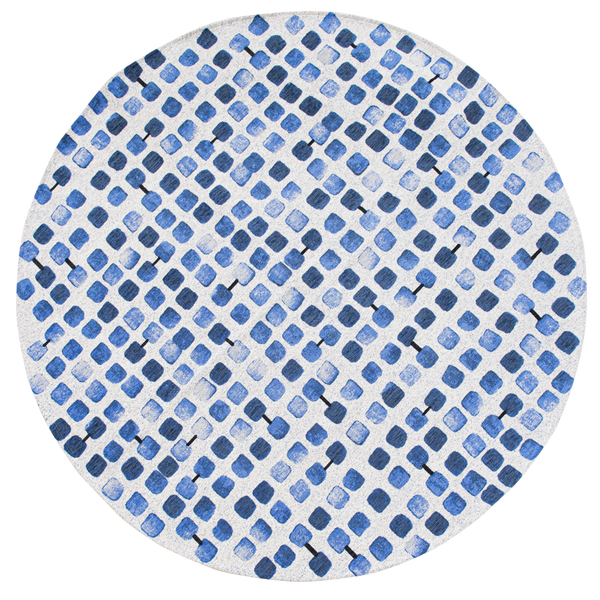 Louis de Pootere Craft Cobblestone 100% PET Poly Mechanically Woven Jacquard Flatweave Geometric Rug Amparo Blues 7'10"