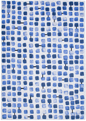 Louis de Pootere Craft Cobblestone 100% PET Poly Mechanically Woven Jacquard Flatweave Geometric Rug Amparo Blues 9'2" x 12'10"