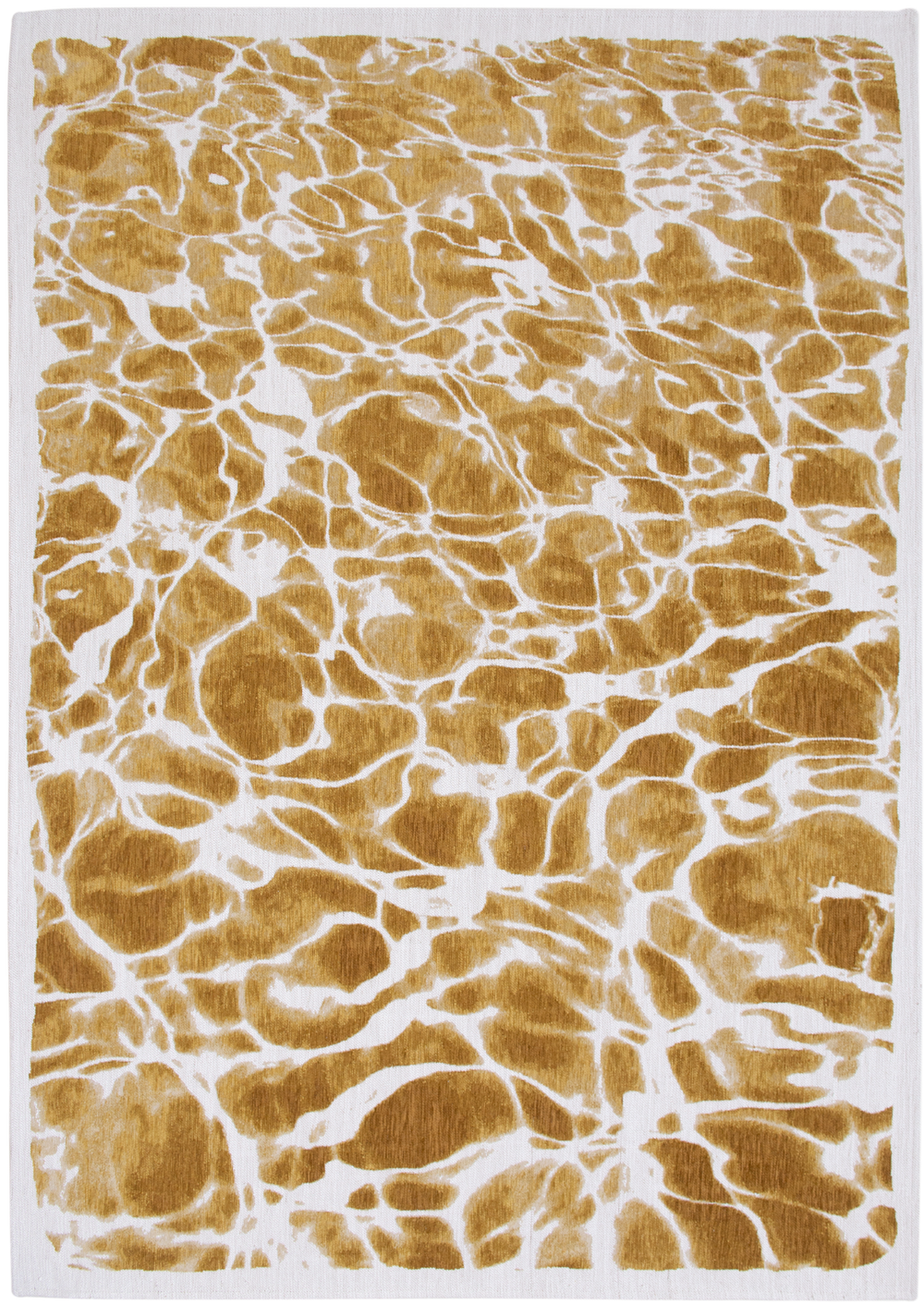 Louis de Pootere Meditation Swim 100% PET Poly Mechanically Woven Jacquard Flatweave Abstract Rug Saffron 7'10"