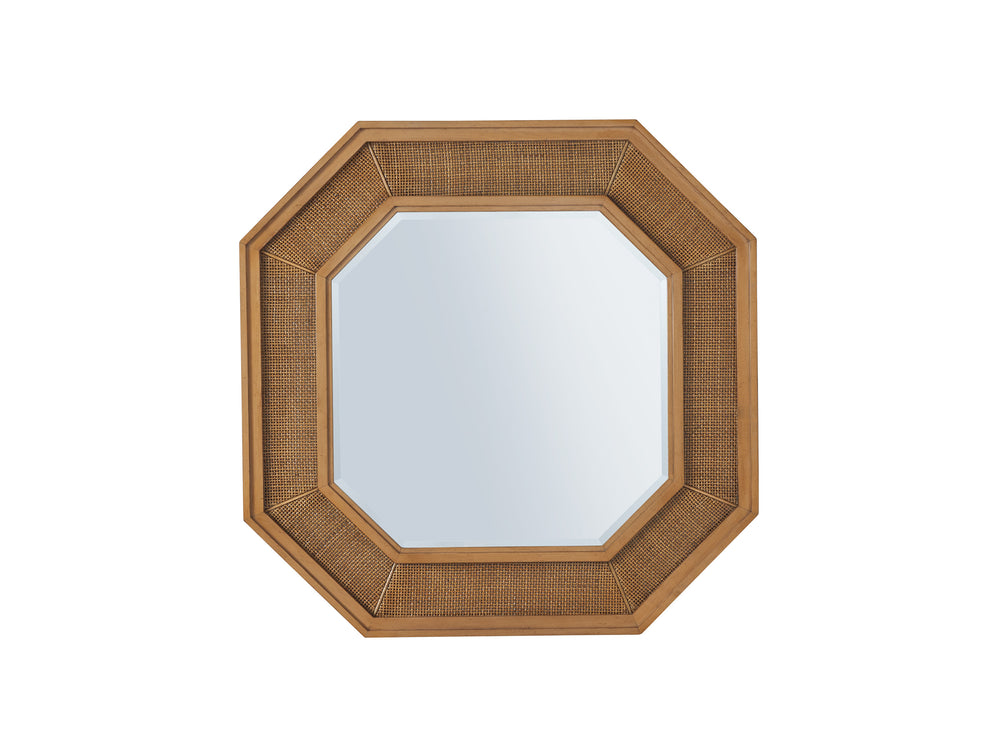 Lexington Barclay Butera Thalia Octagonal Mirror – Elegant Wooden Frame With Woven Cane And Beveled Glass For Timeless Charm Table Rock  934-204