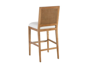Lexington Barclay Butera Cleo Bar Stool - Elegant Upholstered Seat With Woven Cane Back And Burnished Brass Kickplate Design Table Rock  934-896-01