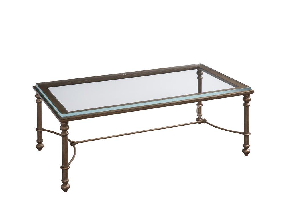 Lexington Barclay Butera Bluff Rectangular Cocktail Table With Textured Brass Base And Elegant Ultra-clear Glass Top Table Rock  934-943c