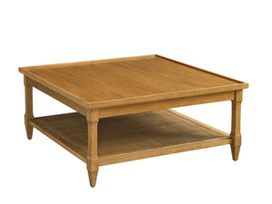 Lexington Barclay Butera Temple Square Cocktail Table With Raised Gallery Edge And Woven Cane Shelf For Cozy Living Spaces Table Rock  934-945