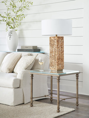 Lexington Barclay Butera Bluff Metal End Table With Textured Brass Base And Elegant Ultra-clear Glass Top For Any Space Table Rock  934-953c