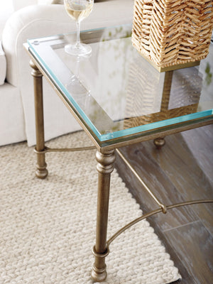 Lexington Barclay Butera Bluff Metal End Table With Textured Brass Base And Elegant Ultra-clear Glass Top For Any Space Table Rock  934-953c