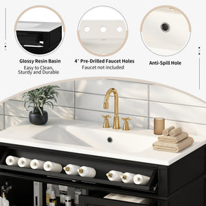 English Elm 36'' Modern Bathroom Vanity With Top Sink, Elegant Storage Cabinet & 2 Drawers For Small Spaces N710S136004B