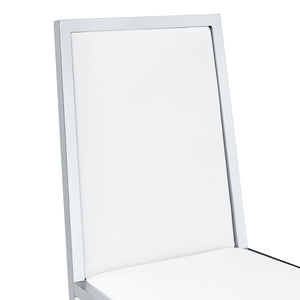 English Elm Table and Chair Set Tempered Glass Top with Silver Metal Frames Seats 8 Dining White+Silver W1151S04765