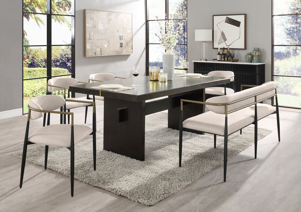 English Elm Beige Modern Armchair Set of 2 with Open Back, Straight Legs and Sleek Black Finish for Chic Living Beige+Black B062P215498