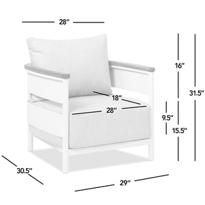 English Elm Jennifer Taylor Home - Rhodes 29" Upholstered Teak + Powder-Coated Aluminum Patio Arm Chair Birch Gray Chenille Cushions Durable Weather-Resistant Stylish Comfort for Outdoor Lounges B2719P321037